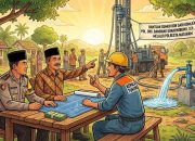 Bhabinkamtibmas Gegelang Dampingi Rapat Anggaran Sumur Bor Bantuan Komjen Pol. Bambang S