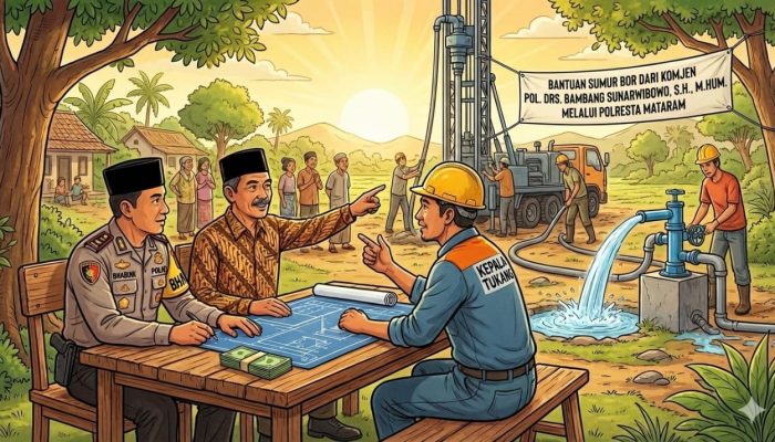Bhabinkamtibmas Gegelang Dampingi Rapat Anggaran Sumur Bor Bantuan Komjen Pol. Bambang S