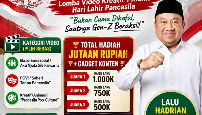 Lalu Hadrian Irfani Gelar Lomba Video Kreatif Hari Lahir Pancasila, Ajak Gen-Z NTB Tunjukkan Aksi Nyata