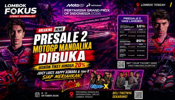 Presale 2 MotoGP Mandalika 2026 Dibuka, Tiket Diskon hingga 20 Persen dan Dimeriahkan Artis Ternama