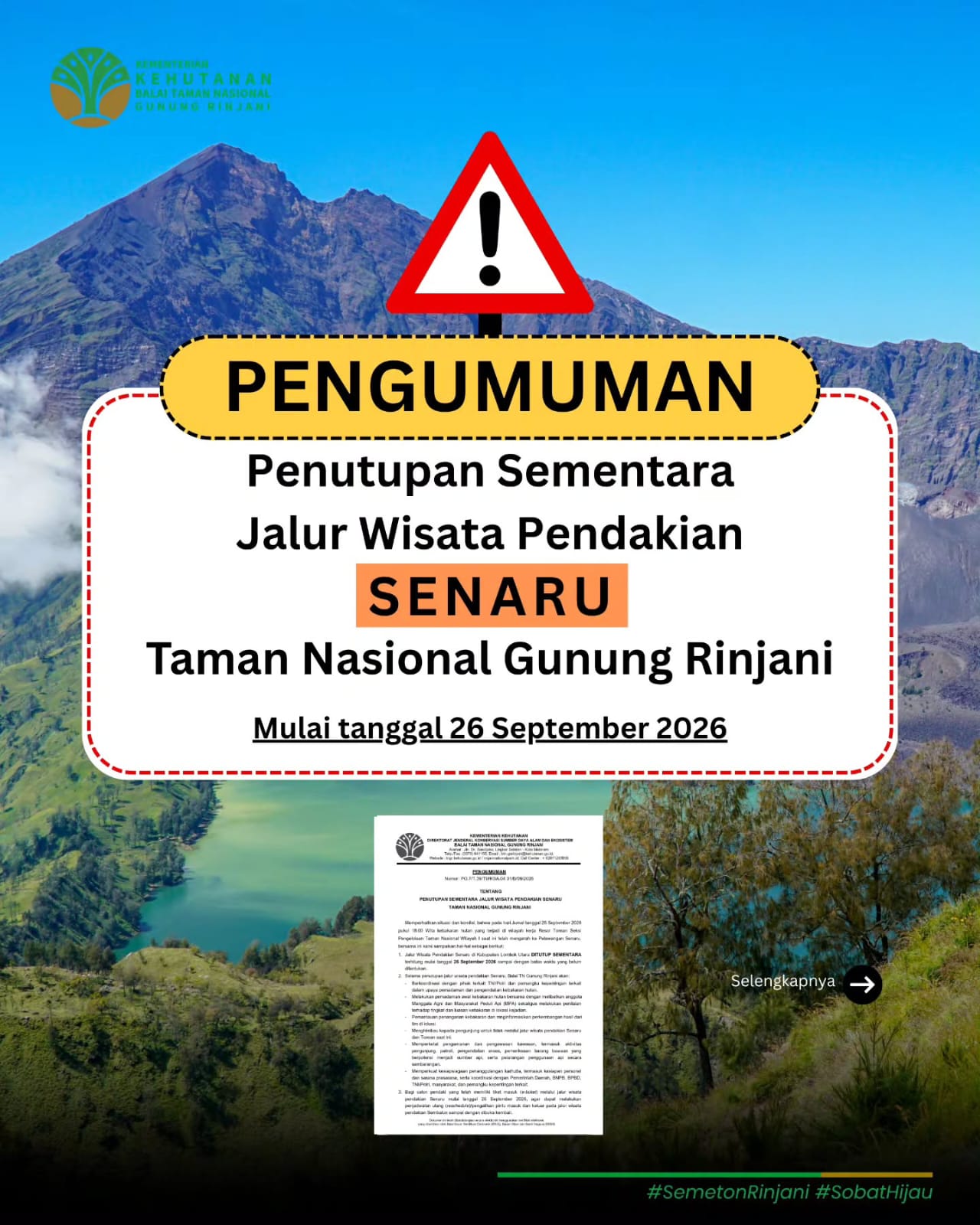 Kebakaran hutan mengarah ke Pelawangan Senaru Gunung Rinjani